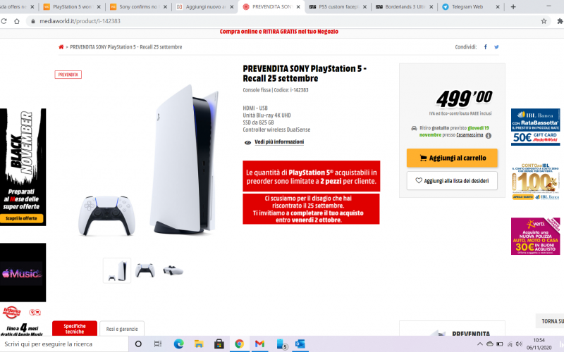 Playstation 5: In Italia di nuovo disponibile al Pre-Order